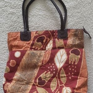 Large tote bag, fall design, brown